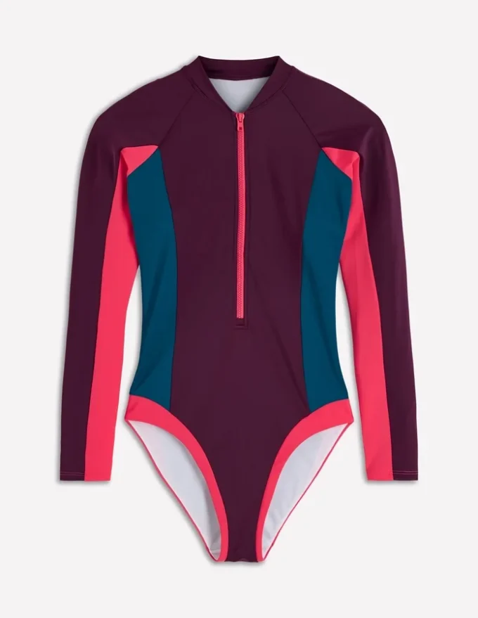 Rash Guard Swimsuit Purple. Colourblock