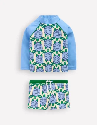 Rash Vest Set Blue Geo Turtles