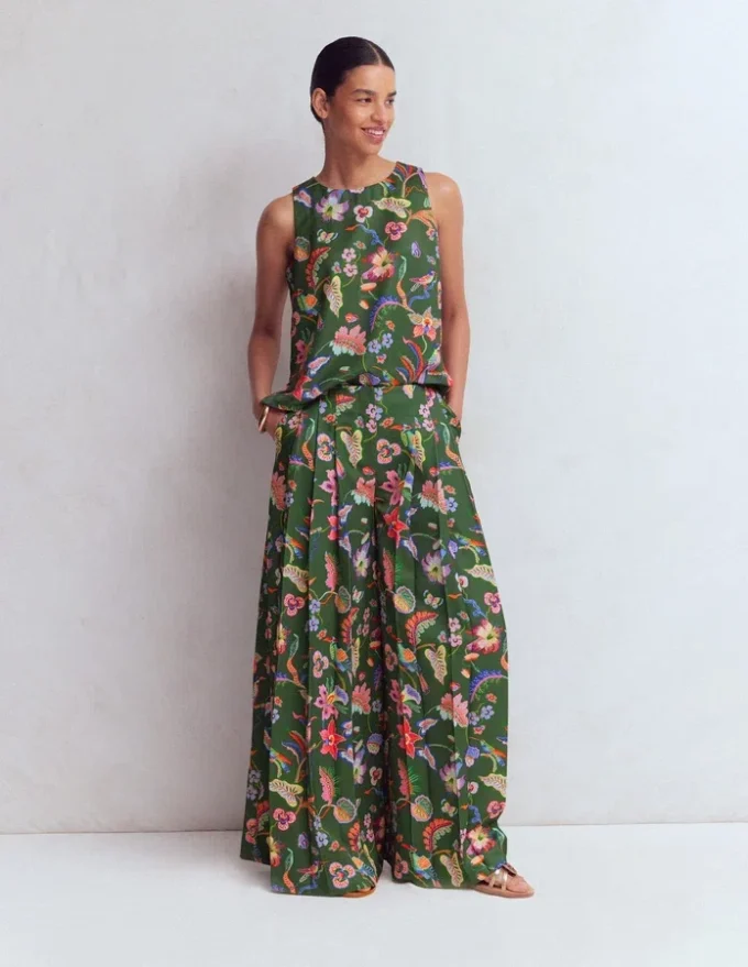Regent Wide Leg Pants Hunter Green, Orchid Canopy Regent Wide Leg Pants Hunter Green, Orchid Canopy