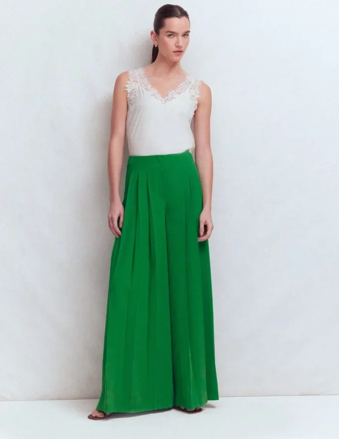 Regent Wide Leg Pants Rich Emerald Regent Wide Leg Pants Rich Emerald