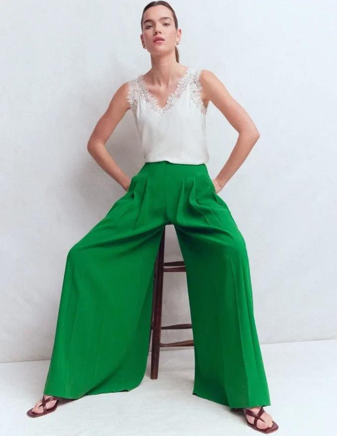 Regent Wide Leg Pants Rich Emerald Regent Wide Leg Pants Rich Emerald
