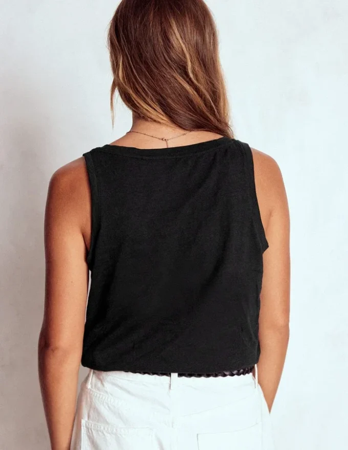 Regular V-Neck Slub Tank Black Regular V-Neck Slub Tank Black