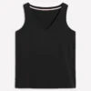 Regular V-Neck Slub Tank Black Regular V-Neck Slub Tank Black