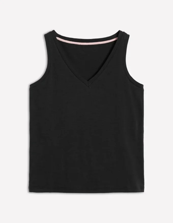 Regular V-Neck Slub Tank Black Regular V-Neck Slub Tank Black
