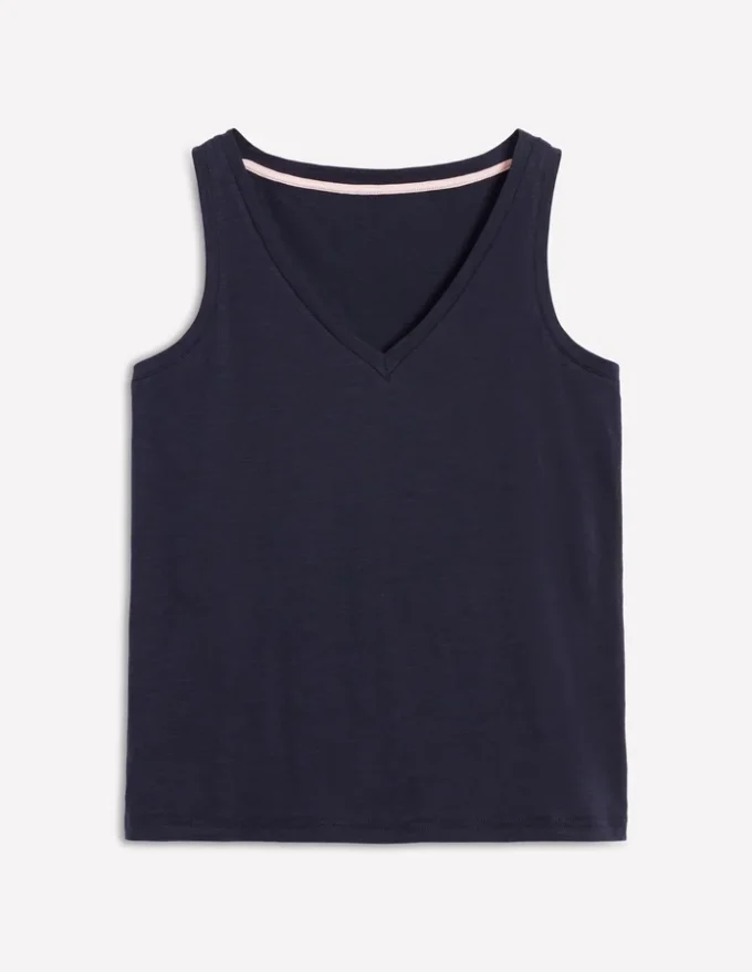 Regular V-Neck Slub Tank Navy Regular V-Neck Slub Tank Navy