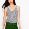Regular V-Neck Slub Tank Navy, Ivory Stripe Regular V-Neck Slub Tank Navy, Ivory Stripe
