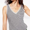 Regular V-Neck Slub Tank Navy, Ivory Stripe Regular V-Neck Slub Tank Navy, Ivory Stripe