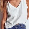Regular V-Neck Slub Tank White Regular V-Neck Slub Tank White