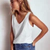 Regular V-Neck Slub Tank White Regular V-Neck Slub Tank White