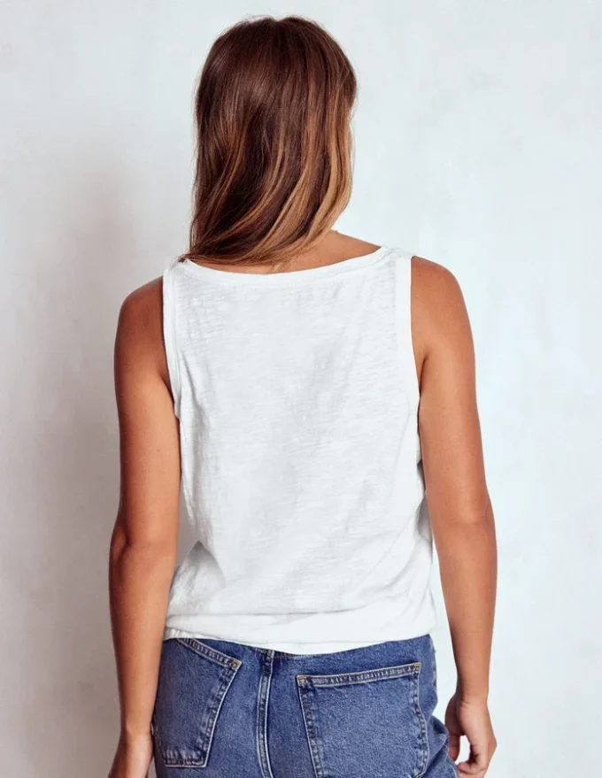 Regular V-Neck Slub Tank White Regular V-Neck Slub Tank White