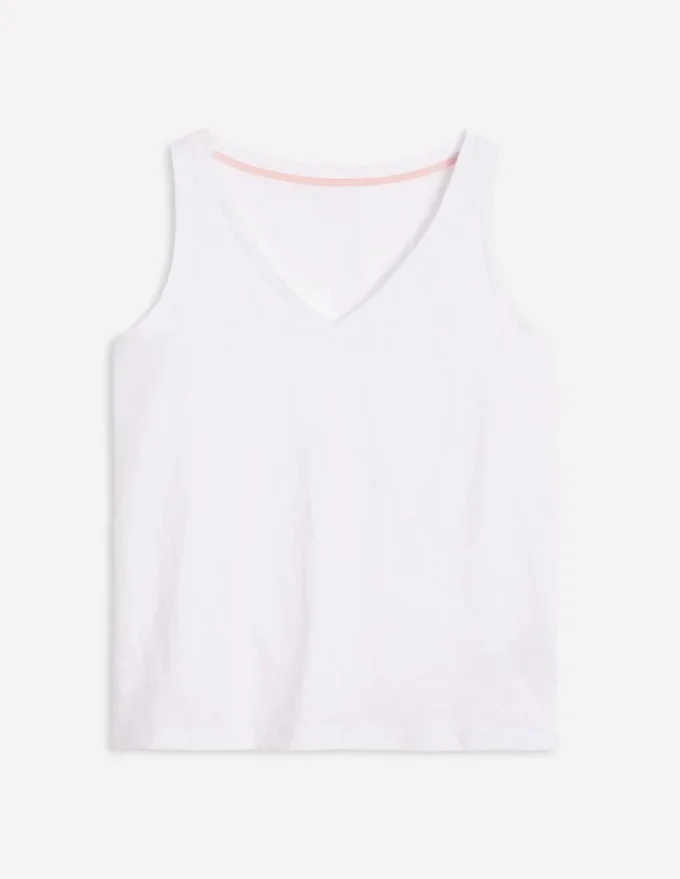 Regular V-Neck Slub Tank White Regular V-Neck Slub Tank White