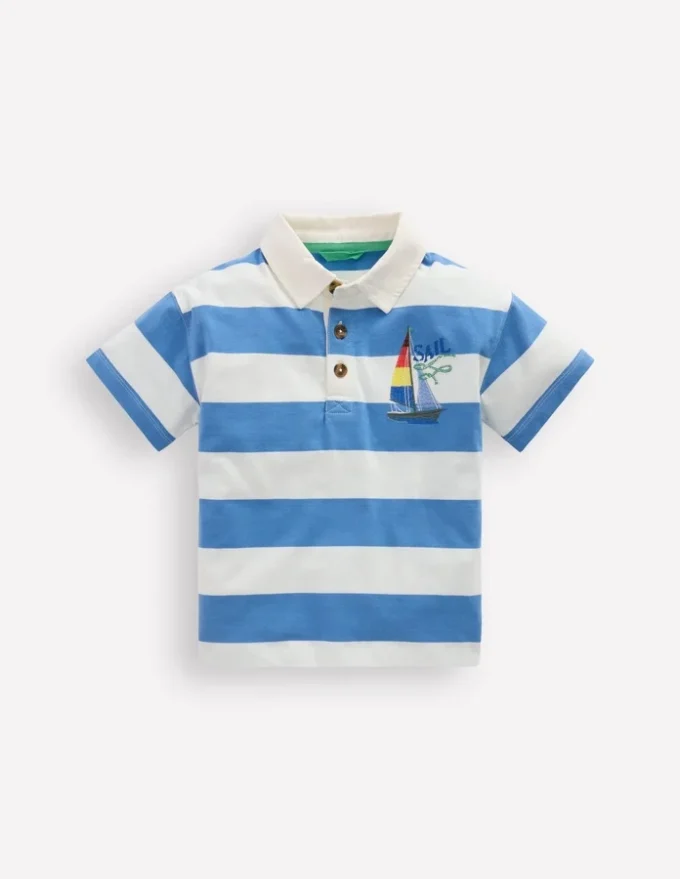 Relaxed Appliqué Polo Shirt Forget Me Not Sail boats Relaxed Appliqué Polo Shirt Forget Me Not Sail boats