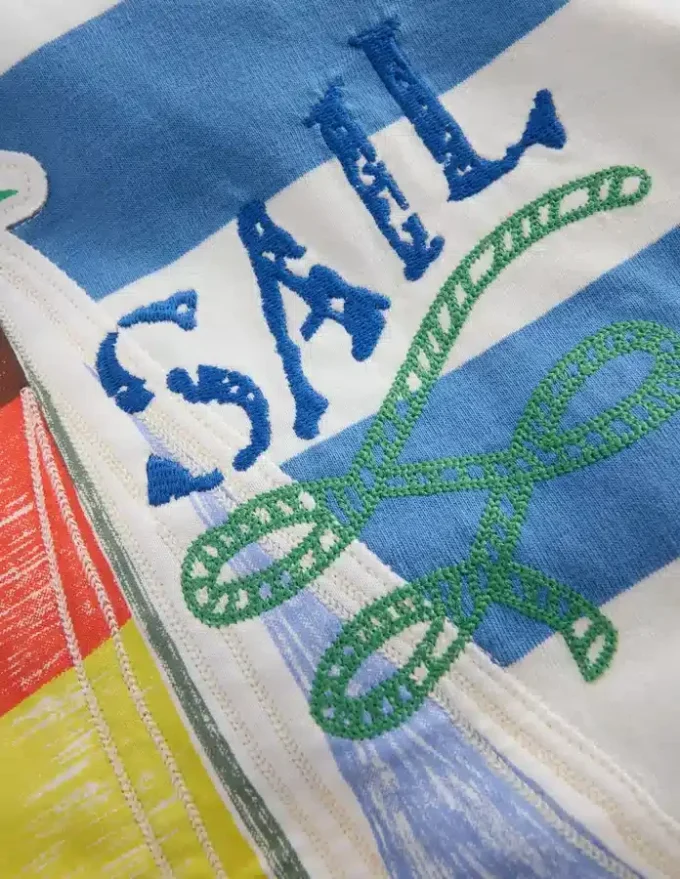 Relaxed Appliqué Polo Shirt Forget Me Not Sail boats Relaxed Appliqué Polo Shirt Forget Me Not Sail boats