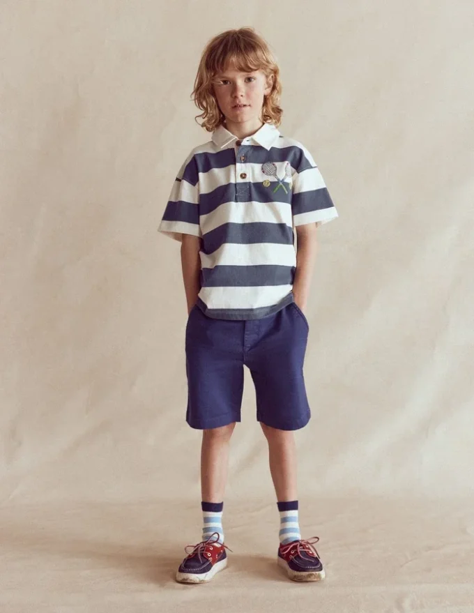 Relaxed Appliqué Polo Shirt Robot Blue Tennis Relaxed Appliqué Polo Shirt Robot Blue Tennis