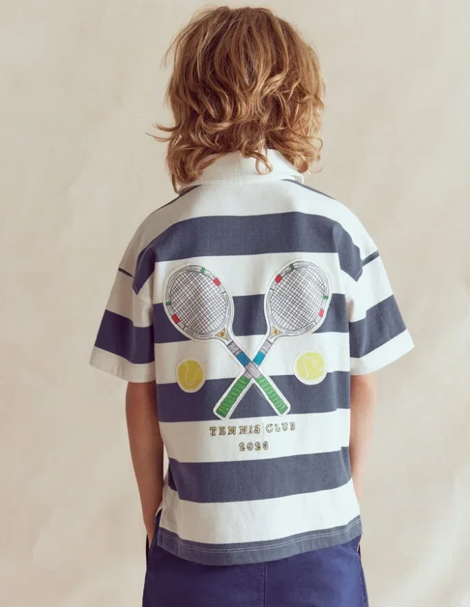 Relaxed Appliqué Polo Shirt Robot Blue Tennis Relaxed Appliqué Polo Shirt Robot Blue Tennis