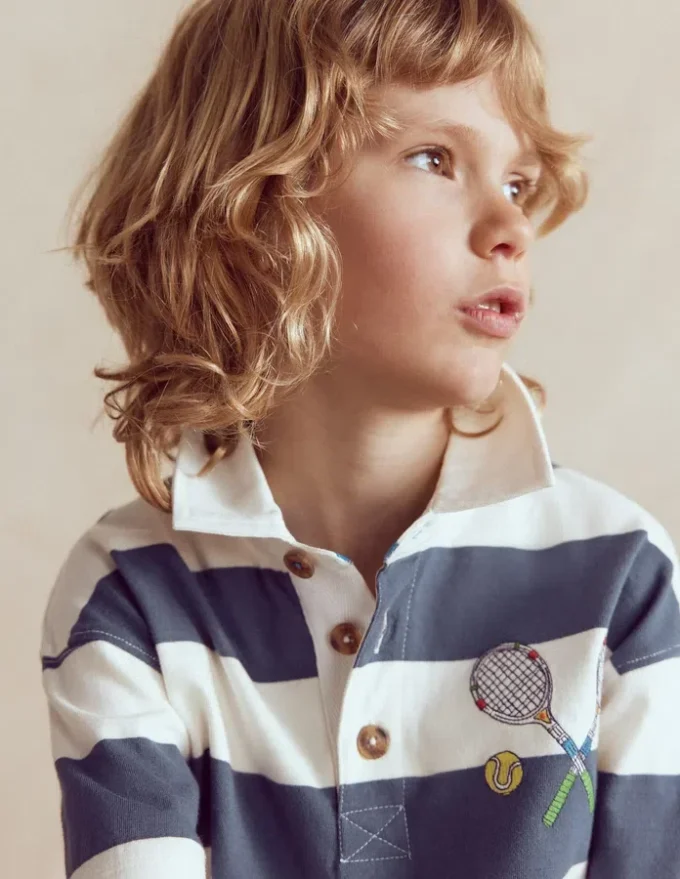 Relaxed Appliqué Polo Shirt Robot Blue Tennis Relaxed Appliqué Polo Shirt Robot Blue Tennis