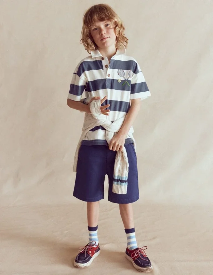 Relaxed Appliqué Polo Shirt Robot Blue Tennis Relaxed Appliqué Polo Shirt Robot Blue Tennis
