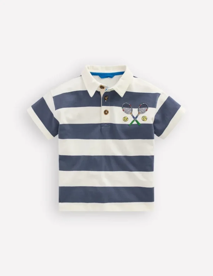 Relaxed Appliqué Polo Shirt Robot Blue Tennis Relaxed Appliqué Polo Shirt Robot Blue Tennis