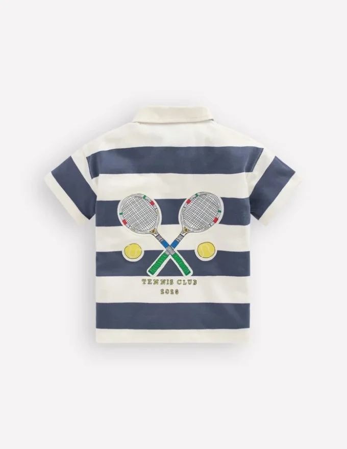 Relaxed Appliqué Polo Shirt Robot Blue Tennis Relaxed Appliqué Polo Shirt Robot Blue Tennis