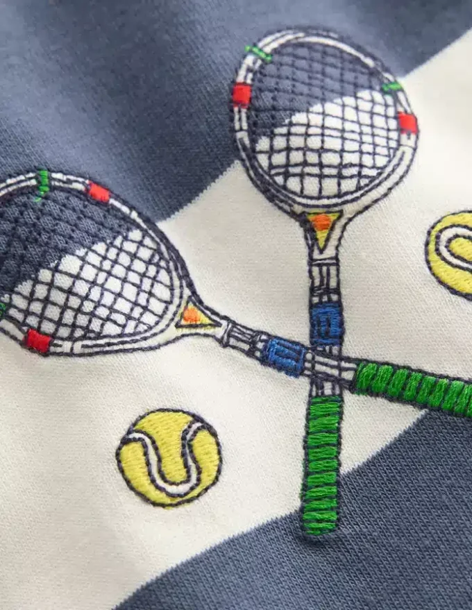 Relaxed Appliqué Polo Shirt Robot Blue Tennis Relaxed Appliqué Polo Shirt Robot Blue Tennis