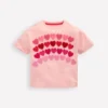 Relaxed Applique T-shirt Chalk Pink Heart rainbow