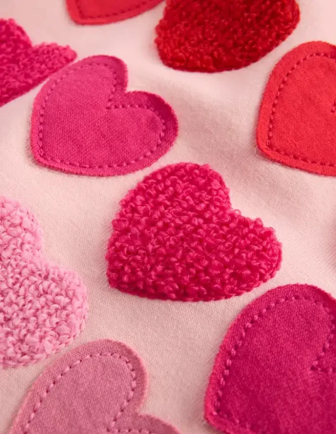 Relaxed Applique T-shirt Chalk Pink Heart rainbow