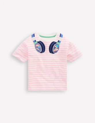 Relaxed Applique T-shirt Formica Pink/ Ivory Headphones