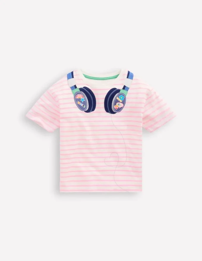 Relaxed Applique T-shirt Formica Pink/ Ivory Headphones Relaxed Applique T-shirt Formica Pink/ Ivory Headphones