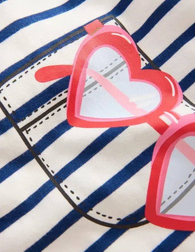 Relaxed Applique T-shirt Navy Stripe Sunglasses