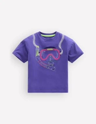Relaxed Applique T-shirt Wisteria Blue Snorkel
