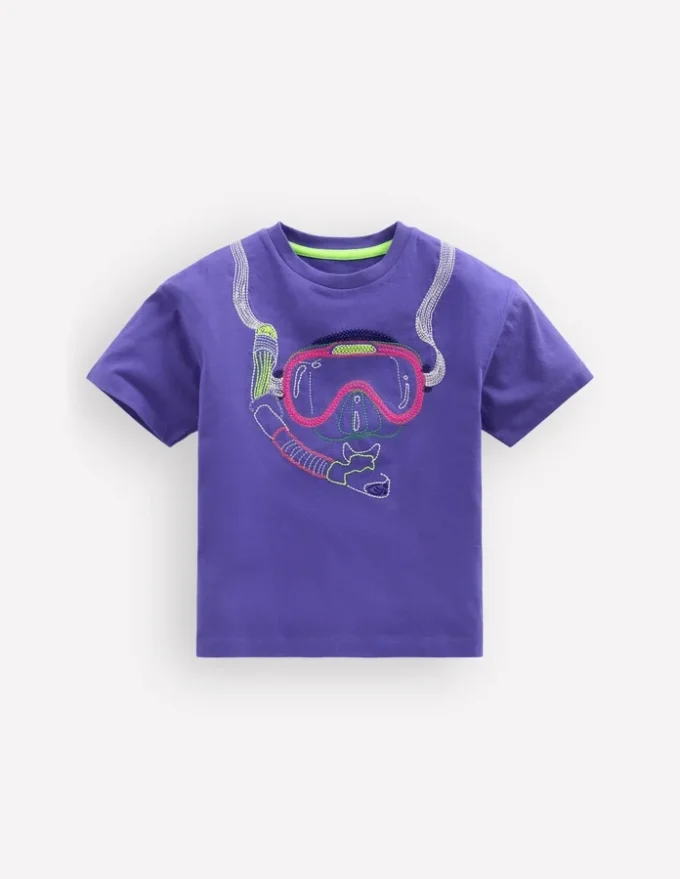 Relaxed Applique T-shirt Wisteria Blue Snorkel