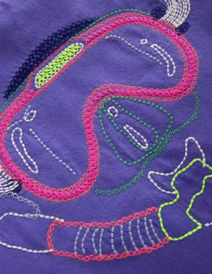 Relaxed Applique T-shirt Wisteria Blue Snorkel