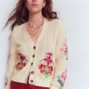 Relaxed Cotton Stitch Cardigan Ivory, Embroidery Relaxed Cotton Stitch Cardigan Ivory, Embroidery