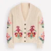 Relaxed Cotton Stitch Cardigan Ivory, Embroidery Relaxed Cotton Stitch Cardigan Ivory, Embroidery