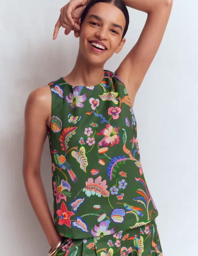 Relaxed Sleeveless Shell Top Multi, Orchid Canopy