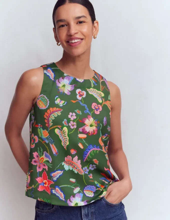 Relaxed Sleeveless Shell Top Multi, Orchid Canopy