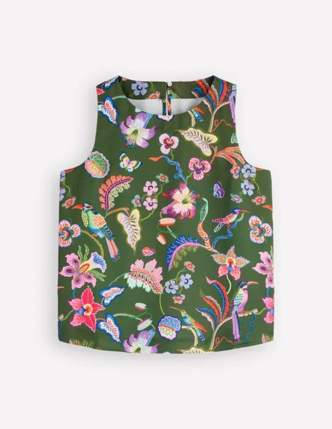 Relaxed Sleeveless Shell Top Multi, Orchid Canopy