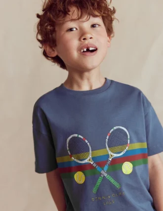 Relaxed Sport Graphic T-shirt Robot Blue Tennis