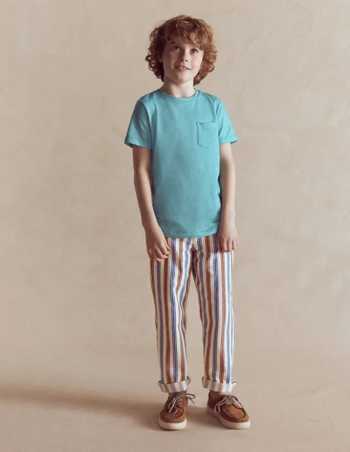 Relaxed Straight Jeans Blue and Red Stripe Relaxed Straight Jeans Blue and Red Stripe