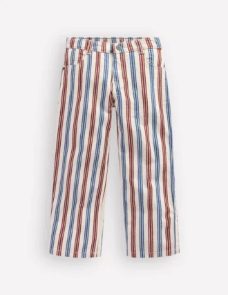 Relaxed Straight Jeans Blue and Red Stripe