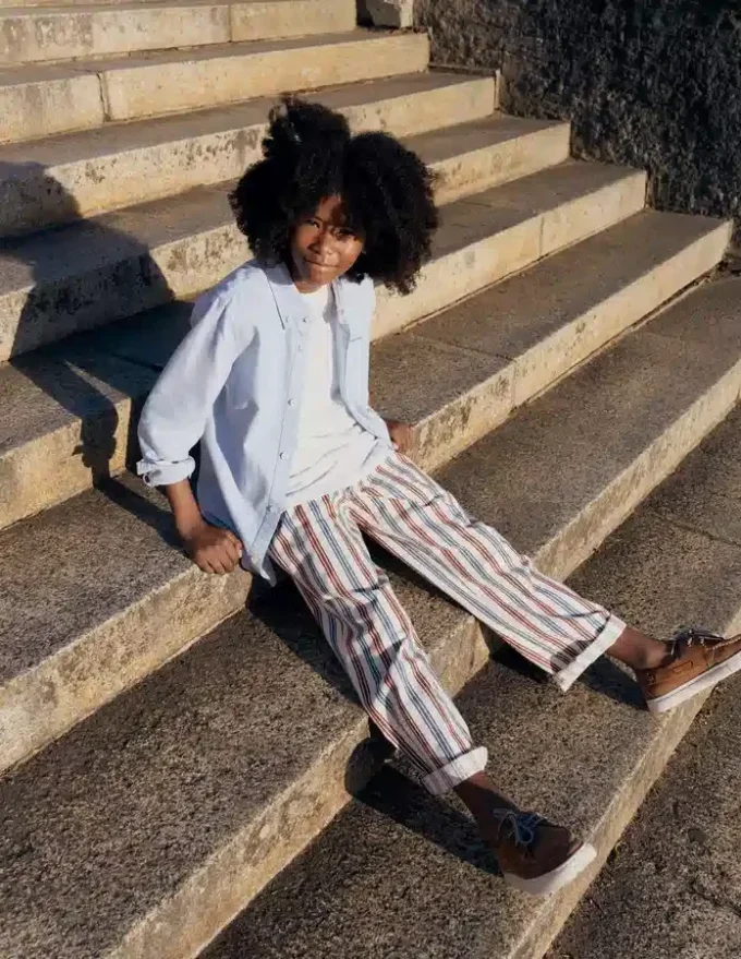 Relaxed Straight Jeans Blue and Red Stripe Relaxed Straight Jeans Blue and Red Stripe