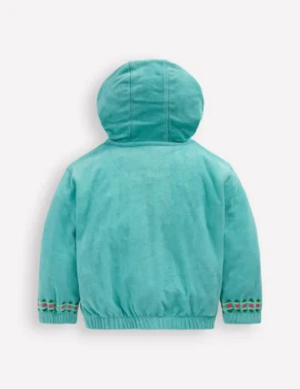 Relaxed Towelling Hoodie Blue Embroidery