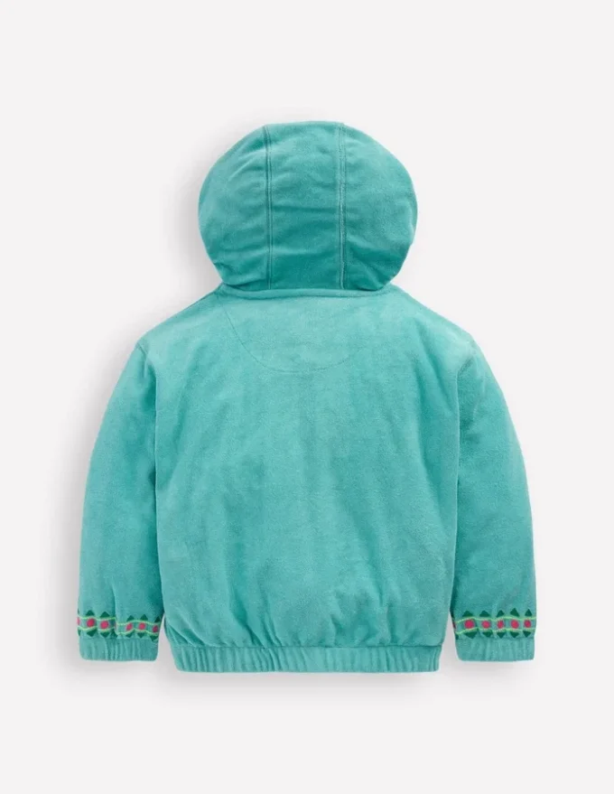 Relaxed Towelling Hoodie Blue Embroidery