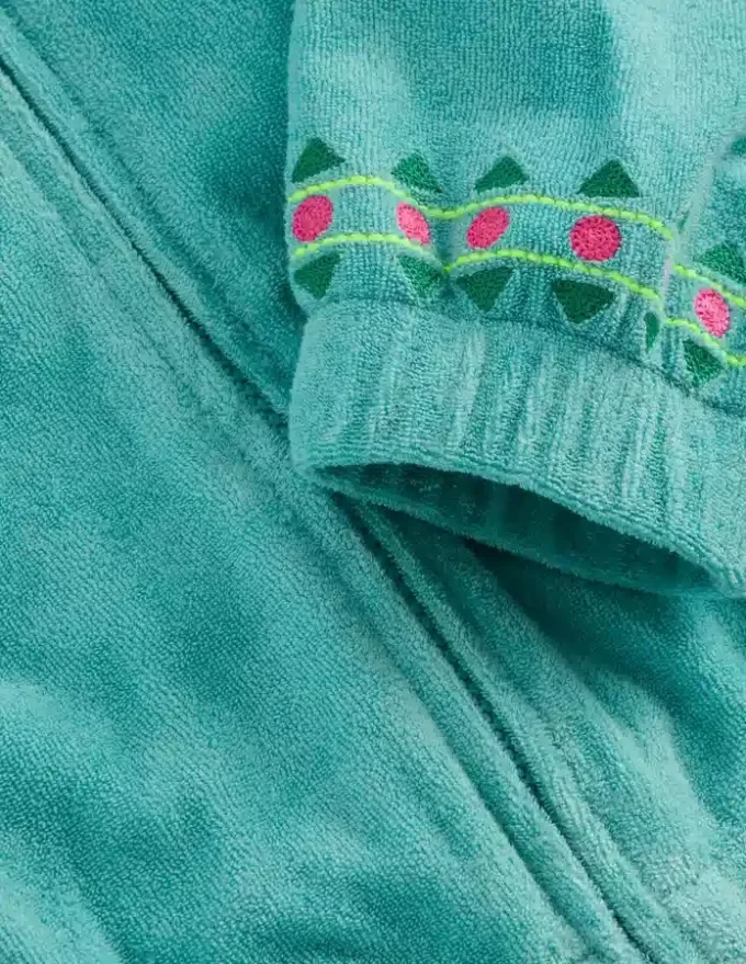 Relaxed Towelling Hoodie Blue Embroidery