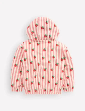 Relaxed Towelling Hoodie Blush Strawberry Stripe