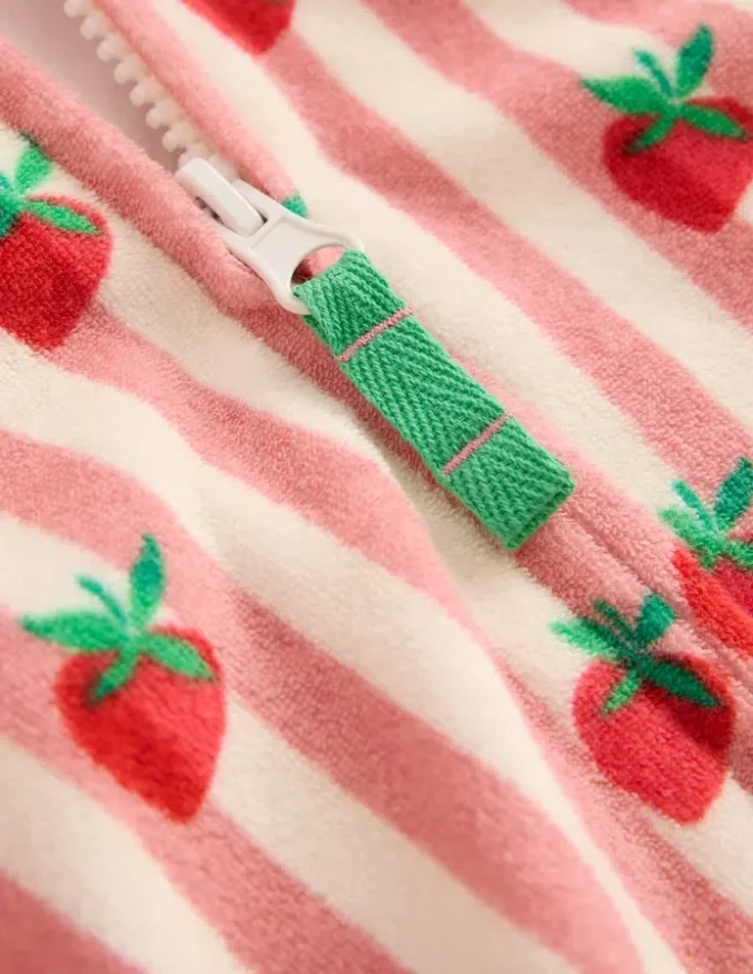 Relaxed Towelling Hoodie Blush Strawberry Stripe Relaxed Towelling Hoodie Blush Strawberry Stripe