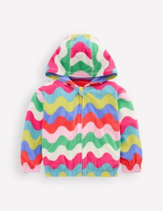 Relaxed Towelling Hoodie Multi Wave Stripe