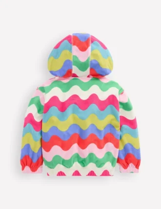 Relaxed Towelling Hoodie Multi Wave Stripe
