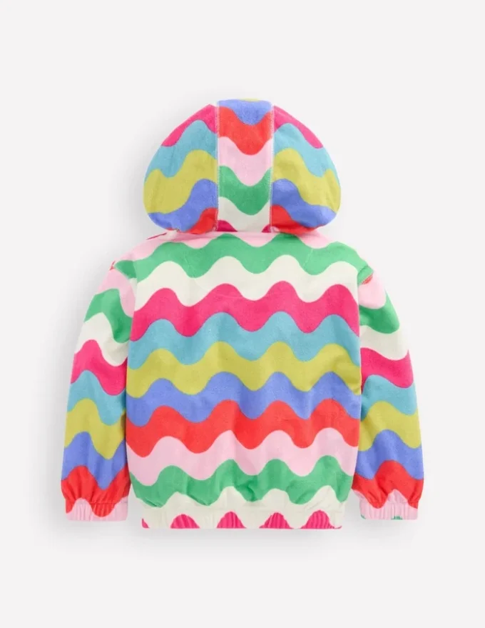 Relaxed Towelling Hoodie Multi Wave Stripe Relaxed Towelling Hoodie Multi Wave Stripe