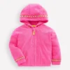 Relaxed Towelling Hoodie Pink Embroidered